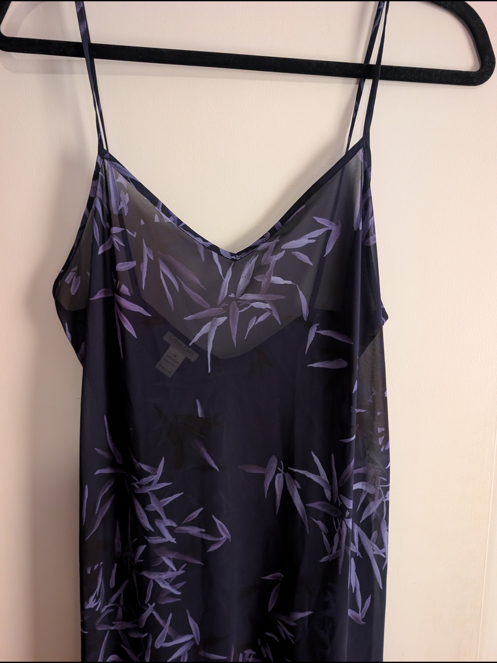 90s Calvin Klein Slip Dress with Leaf Print